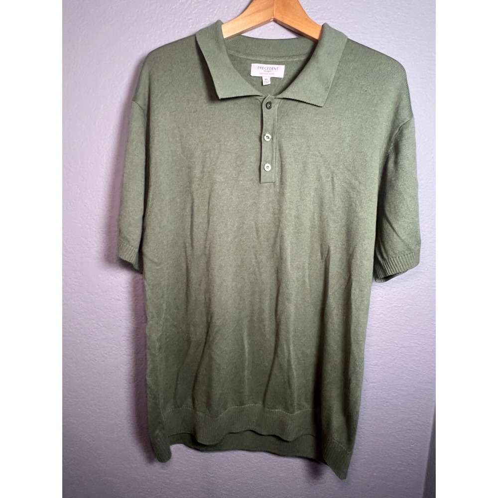Precedent Los Angeles Cashmere Polo Mens XL Green  Sweater SP-PERCY-MN‎ Preppy - Picture 2 of 9